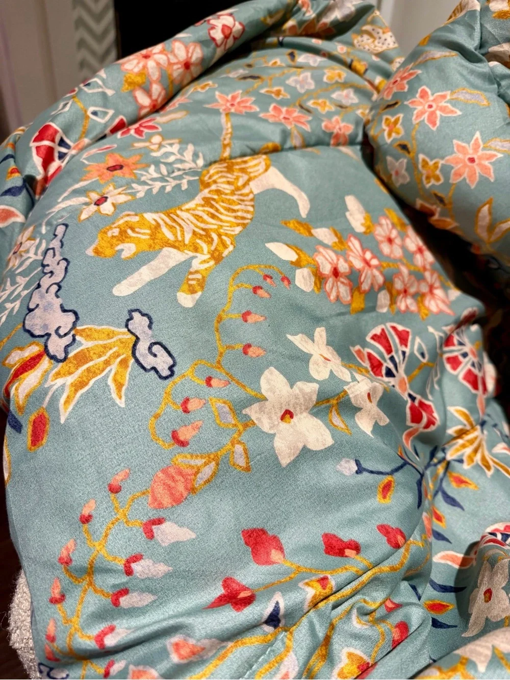 Macys Vilano Comforter Set Full Queen Blue Floral Tiger Deer Boho 3Pc